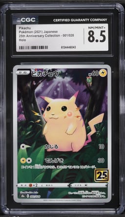 2021 Pokemon Japanese Sword & Shield 25th Anniversary Full Art Pikachu #1 CGC 8.5 NM-MT+