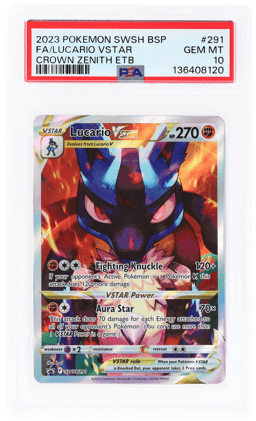 2023 Pokemon Sword and Shield Black Star Promo Crown Zenith Elite Trainer Box Lucario Vstar #291 PSA 10