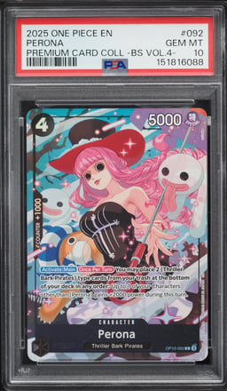 2025 One Piece Premium Best Selection Vol 4 Alt Art Perona #OP10-092 PSA 10 GEM MINT