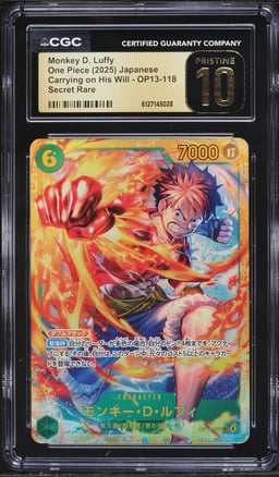 2025 One Piece Japanese Carrying On His Will SEC Monkey D. Luffy #OP13-118 CGC 10 PRISTINE