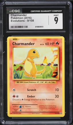 2016 Pokemon XY Evolutions Charmander #9 CGC 9 MINT