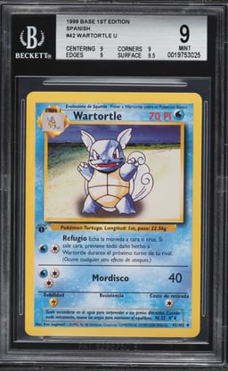 1999 Pokemon Spanish Base Set 1st Edition Wartortle #42 BGS 9 MINT