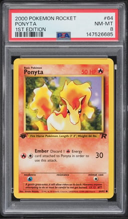 2000 Pokemon Team Rocket 1st Edition Ponyta #64 PSA 8 NM-MT