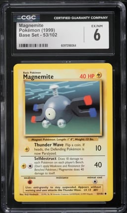 1999 Pokemon Base Set Magnemite #53 CGC 6 EXMT