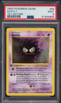 1999 Pokemon Base Set Shadowless 1st Edition Gastly #50 PSA 9 MINT
