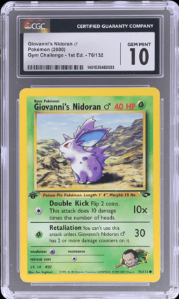 2000 Pokemon Gym Challenge 1st Edition Giovanni's Nidoran #76 CGC 10