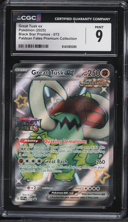 2025 Pokemon Scarlet & Violet Promo Paldean Fates Premium Full Art Great Tusk EX #72 CGC 9 MINT