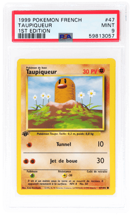 1999 Pokemon Base Set French 1st Edition Holo Taupiqueur #47 PSA 9