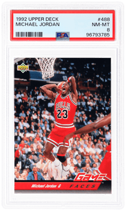 1992 Upper Deck Game Faces Michael Jordan #488 PSA 8