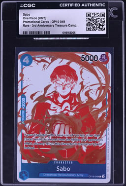 2025 One Piece Promo Cards 3rd Anniversary Treasure Alt Art Sabo #OP10-049 CGC AUTH