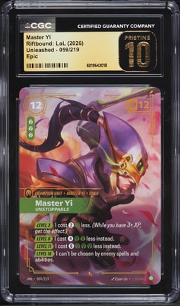 2026 Riftbound League Of Legends LoL Unleashed Epic Master Yi #059 CGC 10 PRISTINE