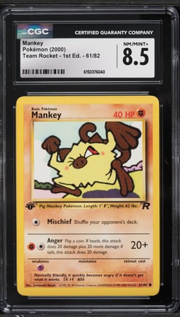 2000 Pokemon Team Rocket 1st Edition Mankey #61 CGC 8.5 NM-MT+