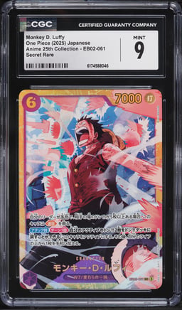 2025 One Piece Japanese Anime 25th Collection SEC Monkey D. Luffy #EB02-061 CGC 9 MINT