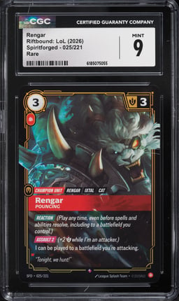 2026 Riftbound League Of Legends LoL Spiritforged Rengar #25 CGC 9 MINT