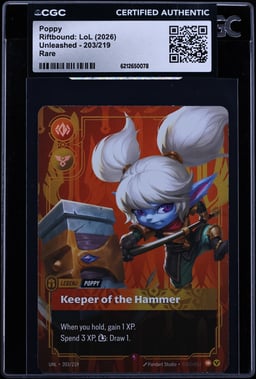 2026 Riftbound League Of Legends LoL Unleashed Poppy #203 CGC AUTH