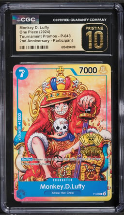 2024 One Piece Promo Tournament 2nd Anniversary Monkey D. Luffy #P-043 CGC 10 PRISTINE