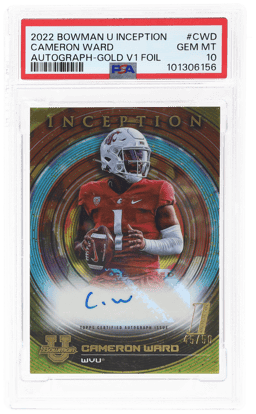 2022 Bowman University Inception Autograph Gold V1 Foil Cameron Ward #BIACWD 45/50 PSA 10