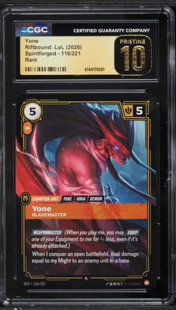 2026 Riftbound: LoL Spiritforged Yone #116 CGC 10 PRISTINE