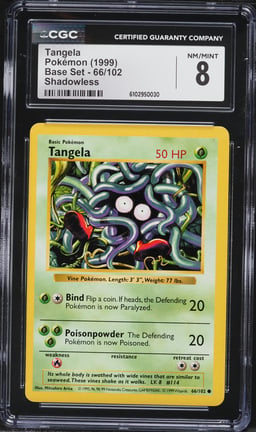 1999 Pokemon Base Set Shadowless Tangela #66 CGC 8 NM-MT