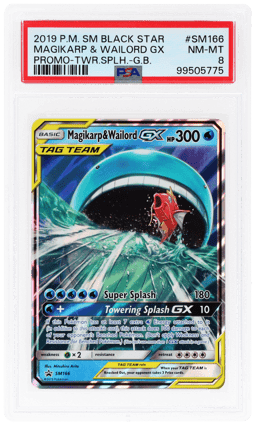 2019 Pokemon Sun and Moon Black Star Promo Towering Splash Gx Box Magikarp/Wailord Gx #SM166 PSA 8