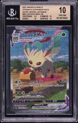 2021 Pokemon Japanese Sword & Shield Eevee Heroes Full Art Leafeon VMAX #89 BGS 10 PRISTINE