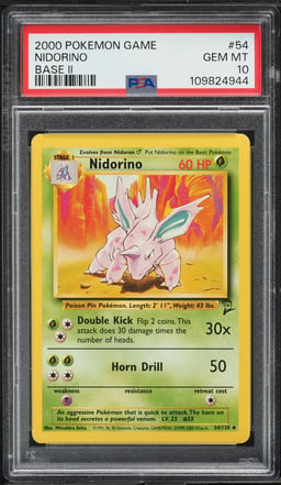 2000 Pokemon Base Set 2 Nidorino #54 PSA 10 GEM MINT