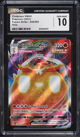 2021 Pokemon Sword & Shield Fusion Strike Holo Cinderace Vmax #45 CGC 10 GEM MINT