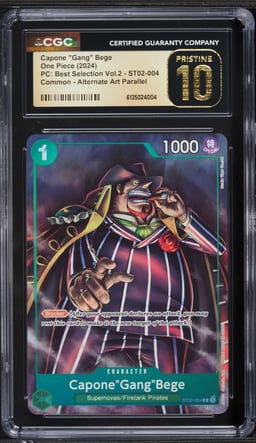 2024 One Piece PC Best Selection Vol 2 Alt Art Parallel Capone "Gang" Bege CGC 10 PRISTINE