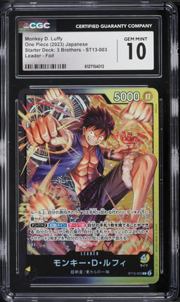 2023 One Piece Japanese 3 Brothers Foil Leader Monkey D. Luffy #ST13-003 CGC 10 GEM MINT
