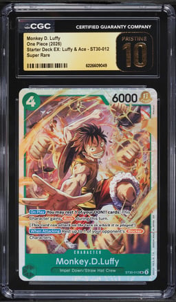 2026 One Piece Starter Deck EX: Luffy & Ace SR Monkey D. Luffy #ST30-012 CGC 10 PRISTINE