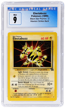 1999 Pokemon Wizards of the Coast Black Star Promo Mewtwo Strikes Back Electabuzz #2 CGC 9