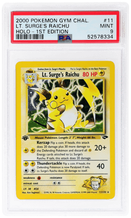 2000 Pokemon Gym Challenge 1st Edition Holo Lt. Surge's Raichu #11 PSA 9