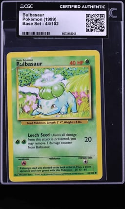 1999 Pokemon Base Set Bulbasaur #44 CGC AUTH