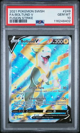 2021 POKEMON SWORD & SHIELD FUSION STRIKE #249 FULL ART/BOLTUND V PSA 10
