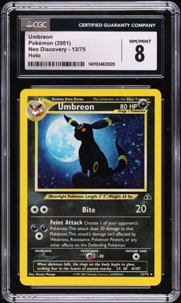 2001 Pokemon Neo Discovery Holo Umbreon #13 CGC 8 NM-MT
