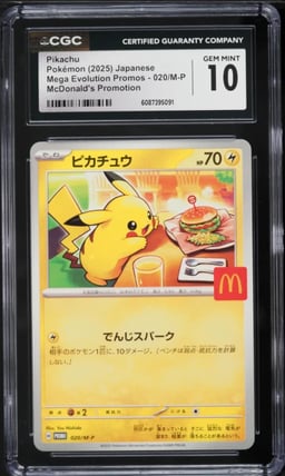 2025 Pokemon Japanese Mega Evolution McDonald's Promo Pikachu #20 CGC 10 GEM MINT