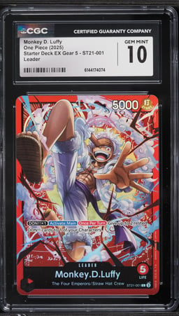 2025 One Piece Starter Deck EX Gear 5 Leader Monkey D. Luffy #ST21-001 CGC 10 GEM MINT