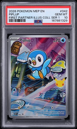 2026 Pokemon Mega Promo First Partner Illustration Coll. S1 Full Art Piplup #42 PSA 10 GEM MINT