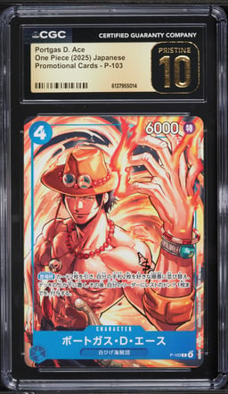 2025 One Piece Japanese Promo Portgas D. Ace #P-103 CGC 10 PRISTINE