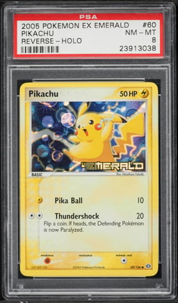 2005 Pokemon EX Emerald Reverse Holo Pikachu #60 PSA 8 NM-MT