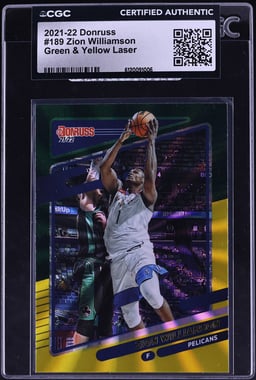 2021 Donruss Green & Yellow Laser Zion Williamson #189 CGC AUTH