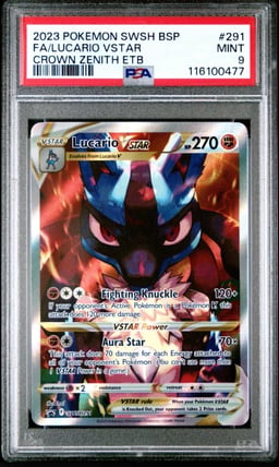 2023 POKEMON SWSH BLACK STAR PROMO #291 FULL ART/LUCARIO VSTAR PSA 9
