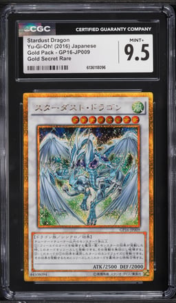 2016 Yu-Gi-Oh! Japanese Gold Pack Gold Secret Rare Stardust Dragon #GP16-JP009 CGC 9.5 MINT+