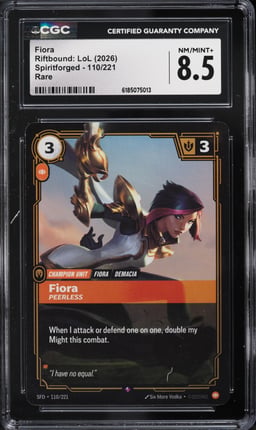 2026 Riftbound League Of Legends LoL Spiritforged Fiora #110 CGC 8.5 NM-MT+