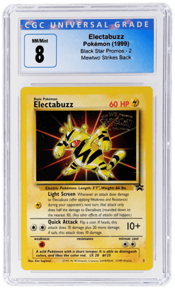 1999 Pokemon Wizards of the Coast Black Star Promo Mewtwo Strikes Back Electabuzz #2 CGC 8