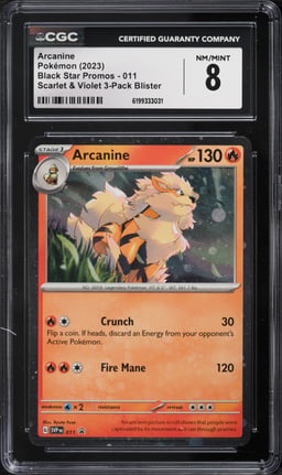 2023 Pokemon Scarlet & Violet Promo 3 Pack Blister Holo Arcanine #11 CGC 8 NM-MT