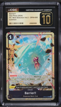 2024 One Piece PC Best Selection Volume 2 Alt Art Barrier!! #OP04-095 CGC 10 PRISTINE