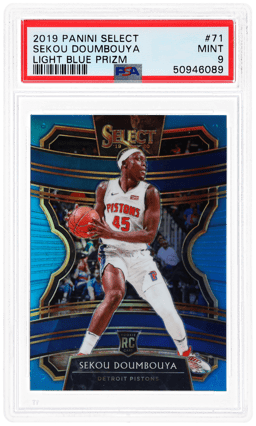 2019 Panini Select Prizms Light Blue Sekou Doumbouya #71 243/299 PSA 9