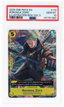 2025 One Piece Promo Illustration Box Volume 3 Roronoa Zoro #OP07-113 PSA 10