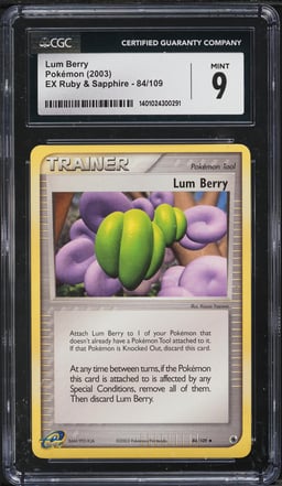2003 Pokemon EX Ruby & Sapphire Lum Berry #84 CGC 9 MINT